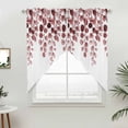 thumbnail image 2 of Swag Valance Curtains for Windows, Red Eucalyptus Leaves Light Filtering Kitchen Curtains with Rod Pocket, Watercolor Floral Leaf Plants Window Treatment Valances for Living Room, 36x36 - 2 PCS, 2 of 9