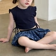 thumbnail image 6 of WIBACKER Girls Starry Clothes 1-9 Years Side Tie Ruffle Tops and Star Print Tutu Skirt Shorts 2 Piece Outfit Kids Girl Summer Outfits, 6 of 6