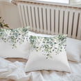 thumbnail image 6 of Throw Pillow Covers 16x16 Inch Set of 2, Green Eucalyptus Leaves Waterproof Outdoor Pillow Covers, Summer Watercolor Botanical Decorative Cushion Pillowcases for Couch, Sofa, Bed, Garden, Patio, 6 of 9