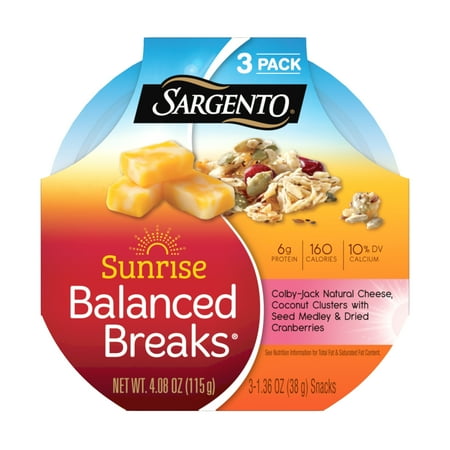 Sargento® Sunrise Balanced Breaks® Colby-Jack Natural Cheese, Coconut Clusters with Seed Medley, and Dried Cranberries, 3-Pack