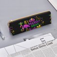 thumbnail image 3 of Rocae Mardi Gras with Flamingo for Leather Pencil Case - Zippered Pen Case Stationery Bag Zipper Pouch Pencil Holder For Men Women Businessmen And Artists, 3 of 5