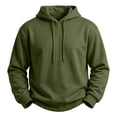 thumbnail image 4 of Hoodie for Men Pullover Fleece Sweatshirt with Pockets Long Sleeve Casual Athletic Top, Army Green-L, 4 of 9