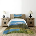 thumbnail image 4 of Ambesonne Alaska Quilted Bedspread Set 2 Pcs, Snow Covered Mountain, Twin Size, Forest Green White Blue, 4 of 5