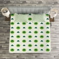 thumbnail image 3 of Ambesonne Floral Quilted Bedspread Set 3 Pcs, Clovers Green Dots Irish, Queen Size, Lime Green Dark Green, 3 of 3