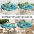 thumbnail image 7 of Teal Marble Gold Wave Pattern Round Fitted Tablecloth with Elastic Edge,Dining Table Cover Waterproof,Outdoor Round Tablecloth for Camping,Dining,Indoor and Outdoor, 7 of 7