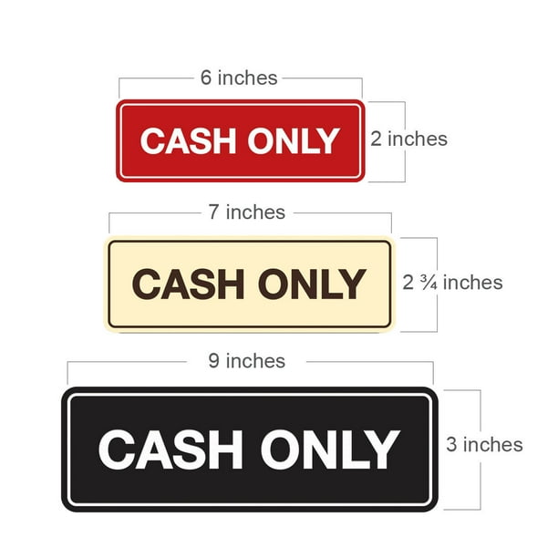 Standard Cash Only Sign (Red) - Large - Walmart Business Supplies