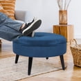 thumbnail image 2 of Homebeez Round Fabric Ottoman Footrest Stool,Step Stool,Sofa Footrest Extra Seating,Blue, 2 of 6