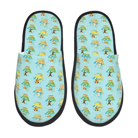 

Sigee Doggy In Bubble Bath for Cozy Furry Slippers Super Soft Indoor and Outdoor Use Non-Slip Sole Slip On House Slippers-Large