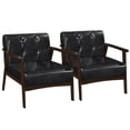 thumbnail image 1 of Costway 2PCS Accent Chair Button Tufted Mid-century Modern Lounge Chair with Armrest Black, 1 of 9