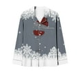 thumbnail image 3 of VBTAPA Womens Christmas Pajama Sets Sequin Wine Glass Printed Long Sleeve Button Down Shirt Wide Leg Pants 2 Piece Comfy Loungewear Set Xmas Holiday Sleepwear Today's Deals Gray XL, 3 of 5