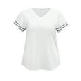 thumbnail image 4 of DARING DIVA Women's Plus Striped T Shirts Loose Fit Color Block Blouses 3X White, 4 of 5
