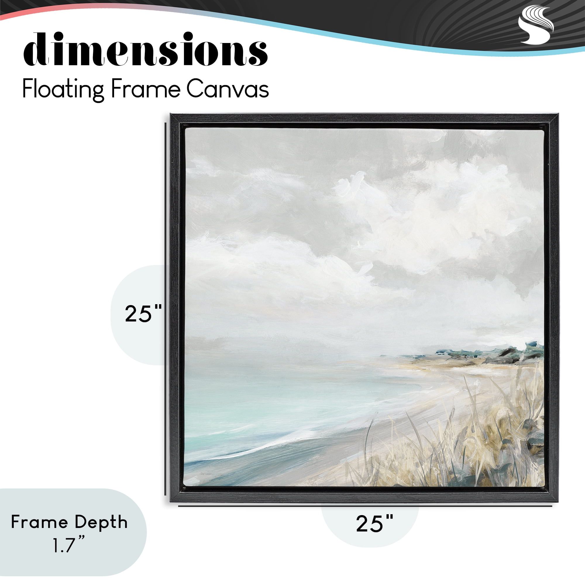 Stupell Industries Coastal Morning By The Dunes Black Framed Floater Canvas Wall Art, design by Carol Robinson
