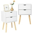 thumbnail image 2 of Tcbosik White Nightstands Set of 2, Small Bedside Table with 2 Drawer, Modern End Table with Wood Color Legs, Couch Side Table for Bedroom Living Room, Office, 2 of 8