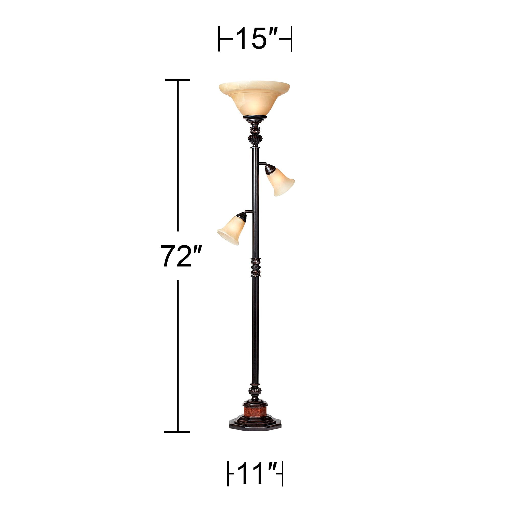 Kathy Ireland Sonnett Vintage Rustic Torchiere Floor Lamp with