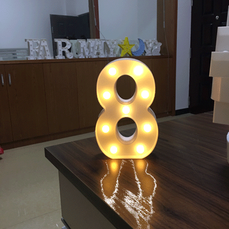 Light Up Letter LED Alphabet PlasticParty Sign Wedding Festival Stand Decoration (Number - 8)