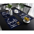 thumbnail image 4 of Placemat Minimalist Anchor Navy Blue Set of 4/6pcs Kitchen Coffee Accessories Coasters Home Dining Table r Linen Mats, 4 of 7