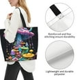 thumbnail image 3 of Pofeuu Colorful Mushroom Print Reusable Grocery Bags - Washable, Foldable, Packable Tote, Large Handles, Heavy Duty, Zippered Top Pouch, 3 of 8
