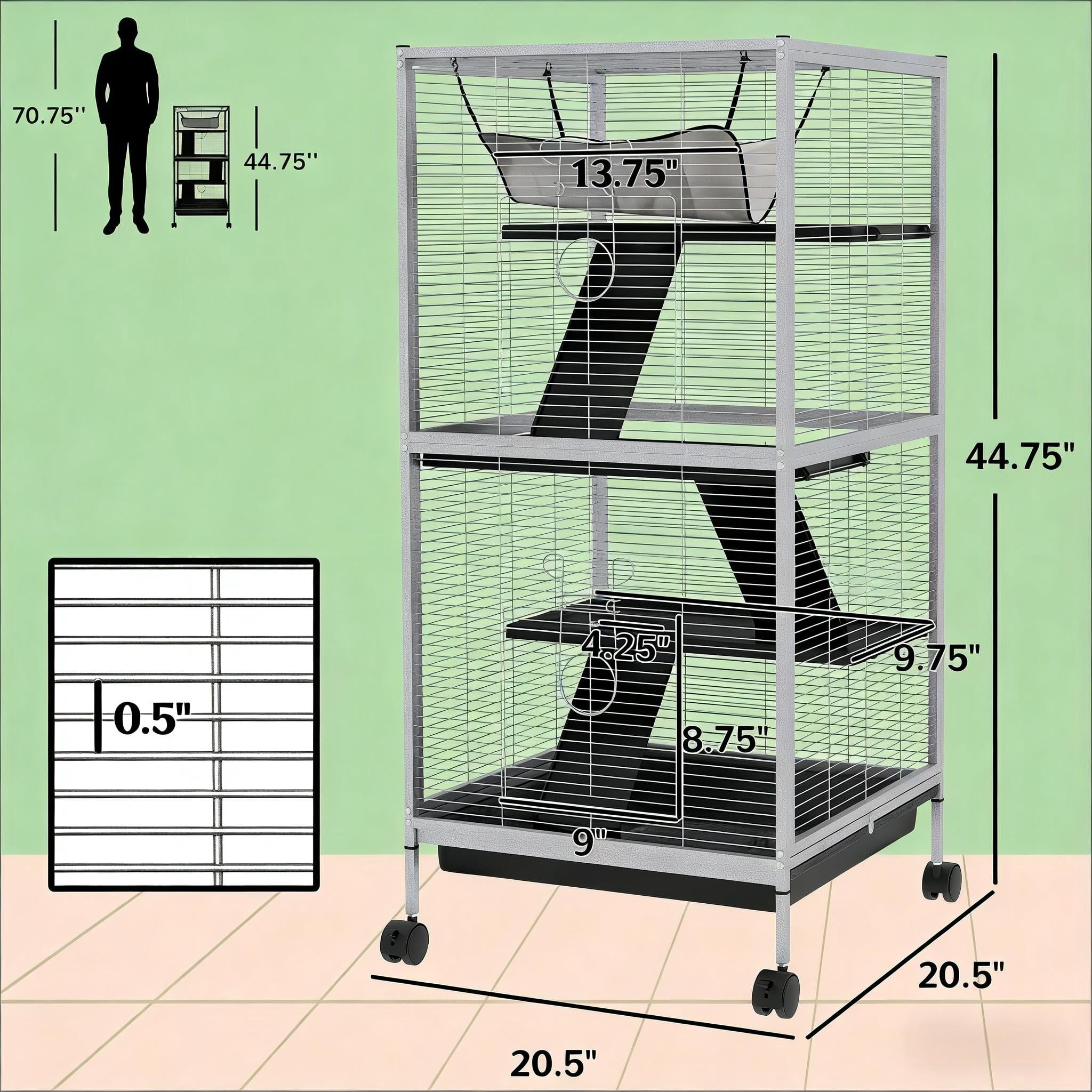 Spacious Pet House, Rolling Small Animal Hutch Cage, Small Pet Hutch