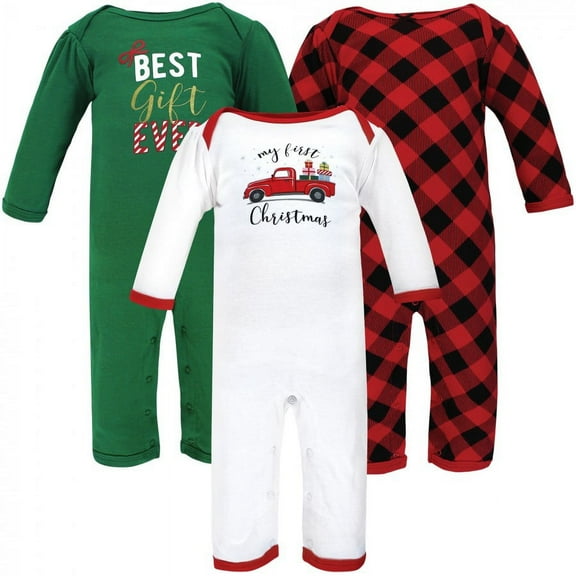 Hudson Baby Newborn Girl Cotton Coveralls, Christmas Gift, 0-3 Months