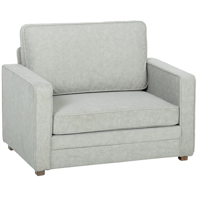 HOMCOM Fauteuil d'Appoint, Fauteuil Rembourré avec Grand Siège, Gris