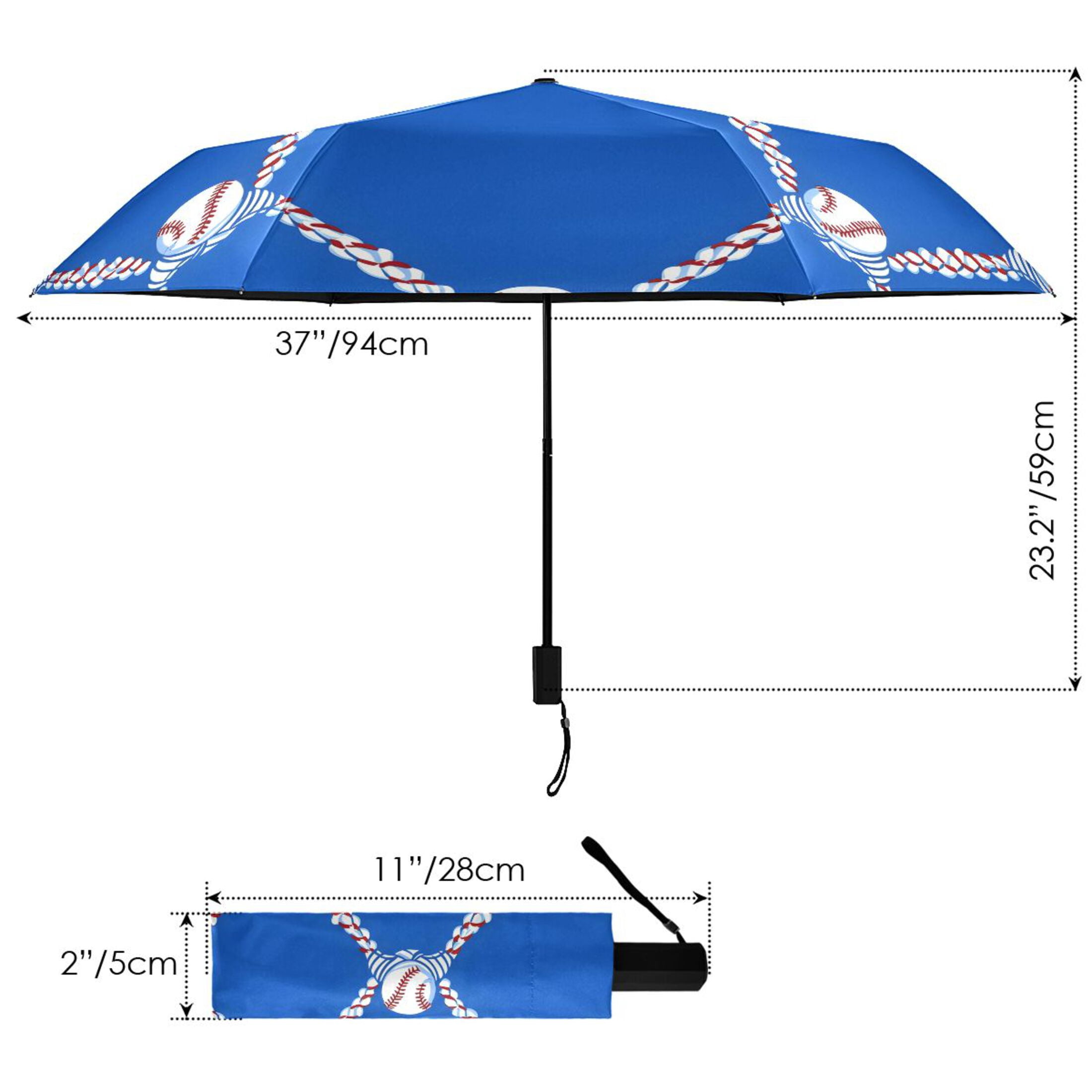 ALAZA Baseball UPF 50+ Compact Folding Umbrella for Rain Travel Umbrella Packable