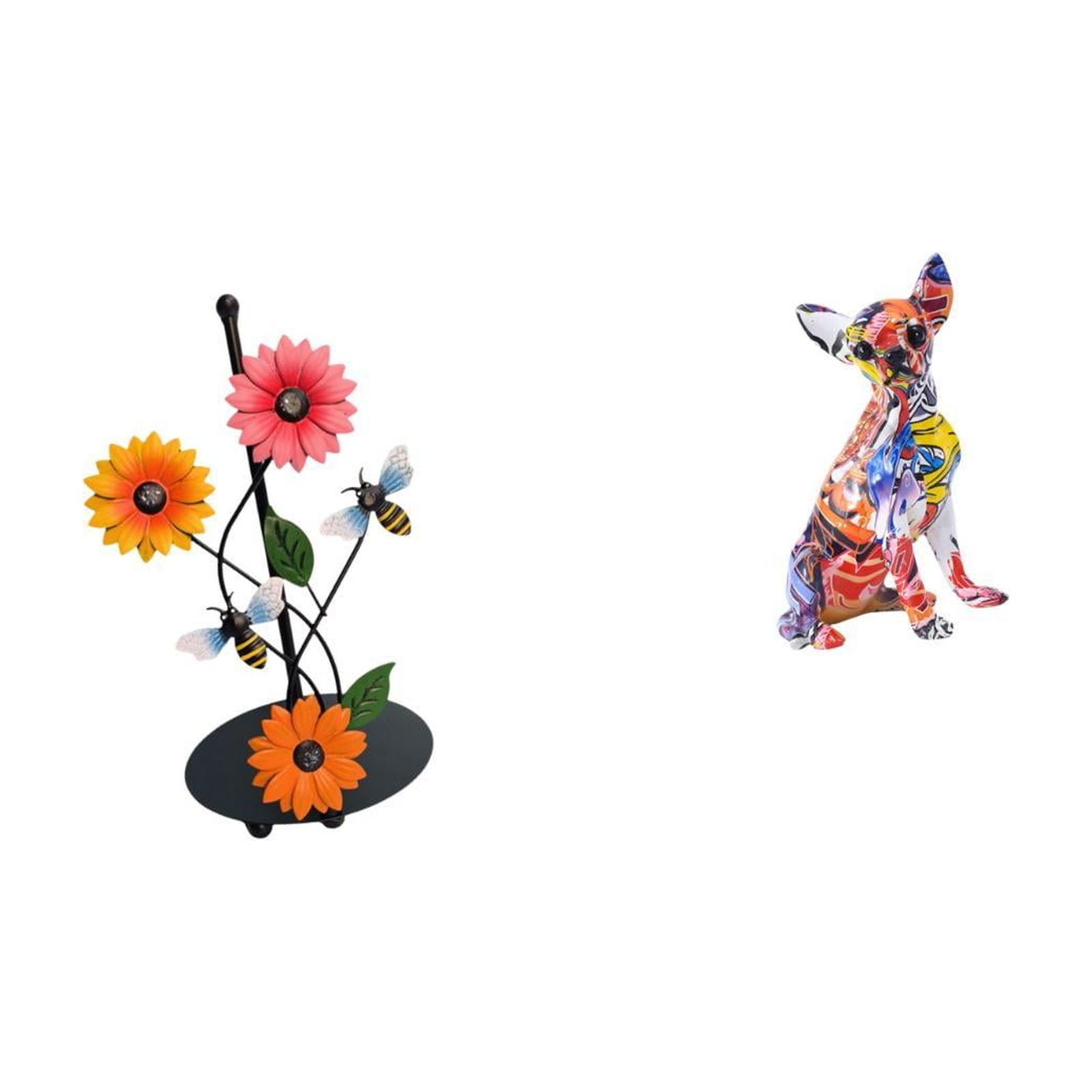 Fiocias Paper Towel Holder Dispenser Non Slip Vertical Tissue Holder Rack Colorful Dog Statue Sculpture Puppy Craft Multicolor Collectible Realistic Animal Or