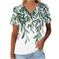thumbnail image 2 of Camiseta de Manga Corta de la Mujer con Cuello en V Causal, Camiseta de Estante de Imitación de Moda de Verano, 2 of 5