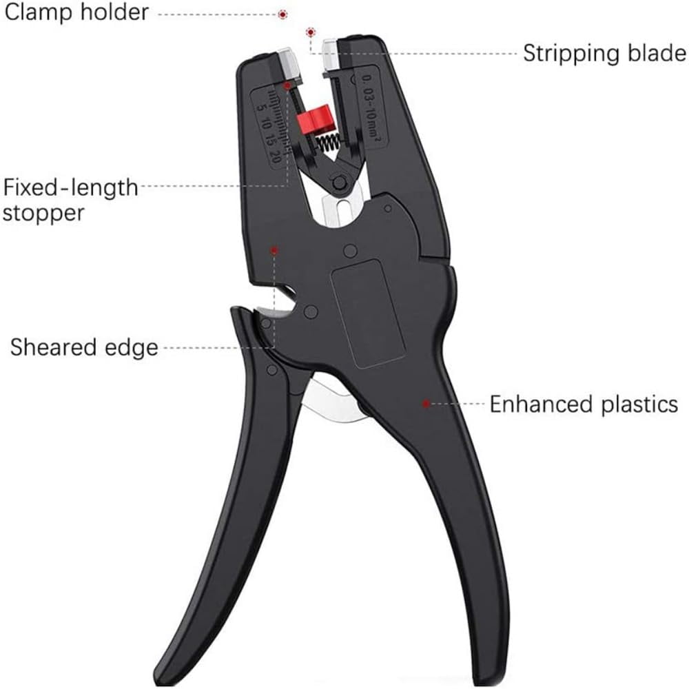 Wire Stripper Tool Electrical Wire Stripper With Blade Plastic Pliers Length Limiter Shockproof Fiberglass Wire Strippers For Copper And Aluminum Wires