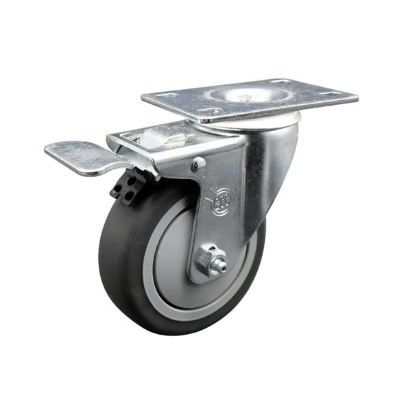 4 Inch Thermoplastic Rubber Wheel Swivel Top Plate Caster with Total Lock Brake