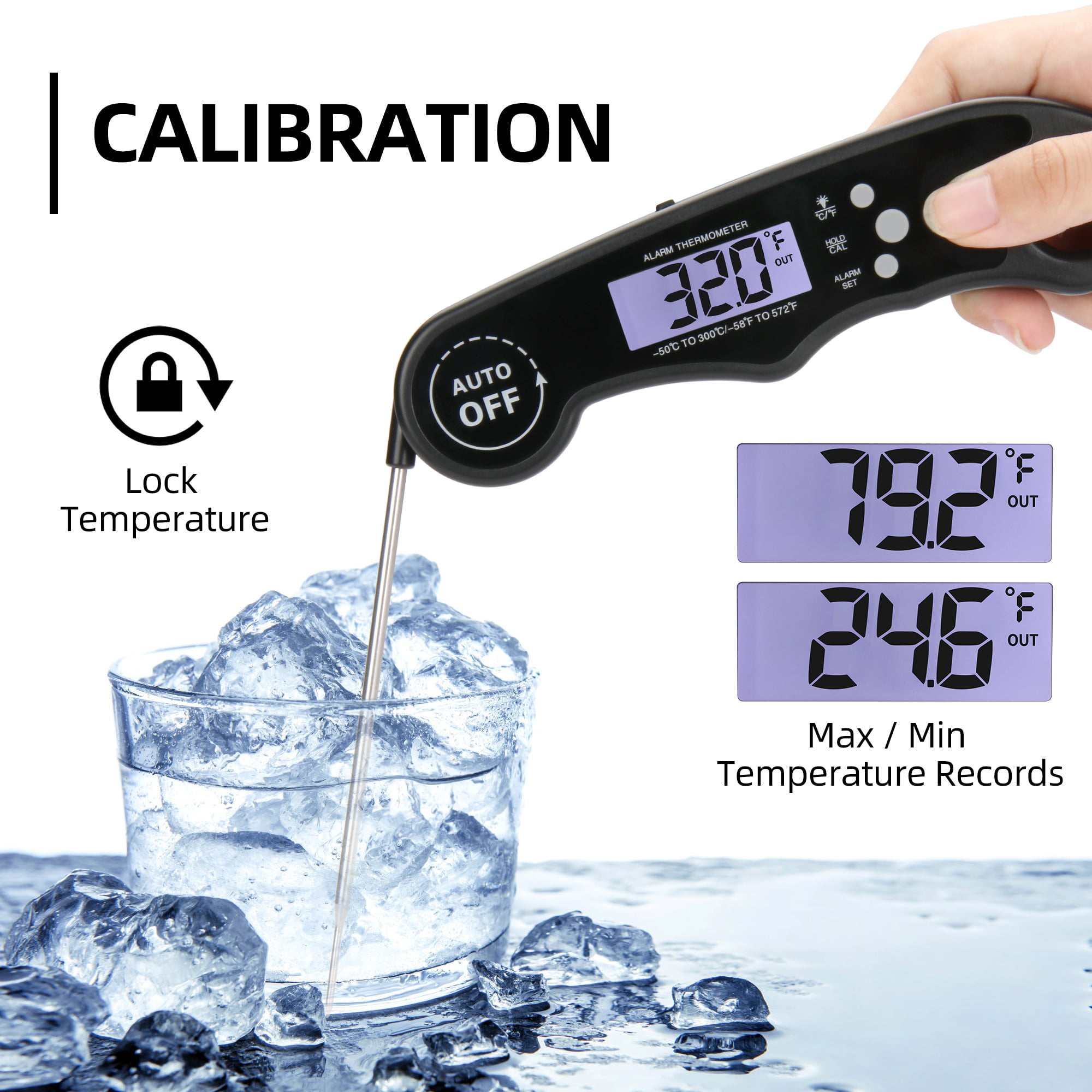 Meat Thermometer – 304 Stainless Steel Meat Thermometer Probe – LCD Food  Thermometer Digital – Extra-Long Thermometer for Cooking – IP65 Waterproof  