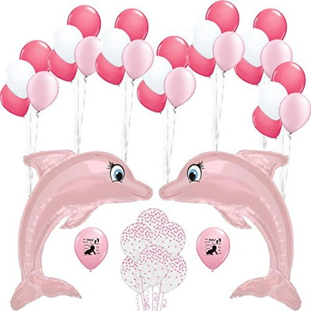 Dolphin Baby Shower Party Supplies Balloon Decorations Pink White