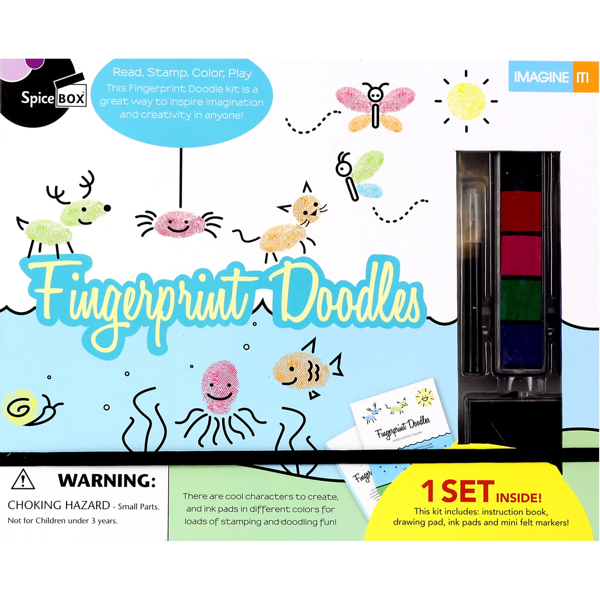 Imagine It: Fingerprint Doodles - Create Art & Characters From Your Fingerprints, Read-Stamp-Color-Play, Arts & Crafts Activity Kit, Kids Ages 8+