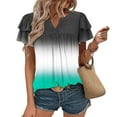 thumbnail image 2 of Camisas de Cuello de Tripulación de Manga Corta para las Mujeres Plisado Mangas de Ruffle, Cuello Redondo Casual Primavera Y Blusa de Verano, 2 of 7