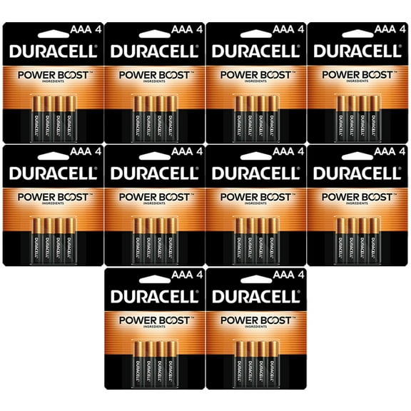 Duracell AAA 1.5V Coppertop Alkaline Batteries , Pack of 10 - 4 Count Packs