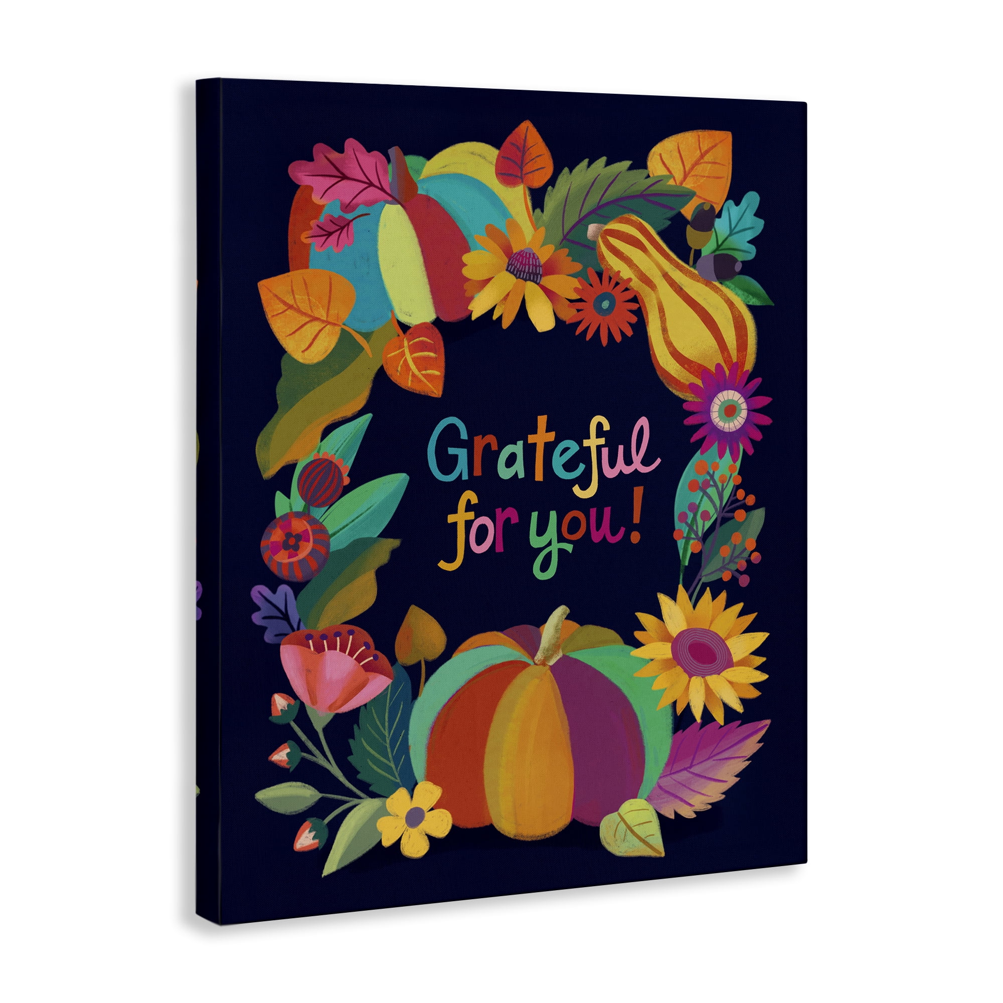 Stupell Industries Grateful For You Gourds Holiday Painting Wrapped Canvas Art Print Wall Art, 16 x 20