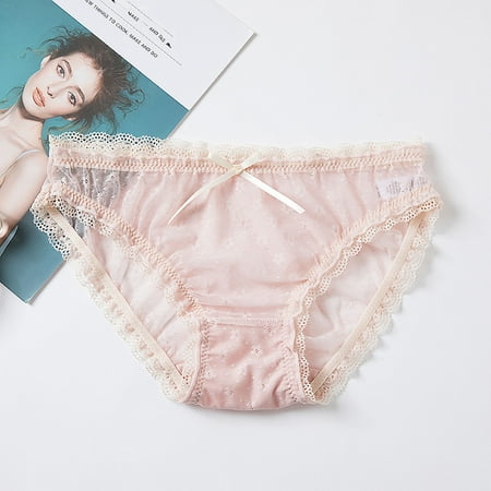 GENGING Womens Panties Women Plus Size Deals 2024 Lace Hollow Bowknot Low Waist Trendy Briefs Panties Underwear