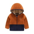 thumbnail image 2 of Ulitacool Boys Spring Coats Long Sleeve Boys Cozy Hooded Jacket For Autumn And Winter Warm Thickened Elastic Polar Outerwear Soft Wear Brown 12-18 Months, 2 of 3