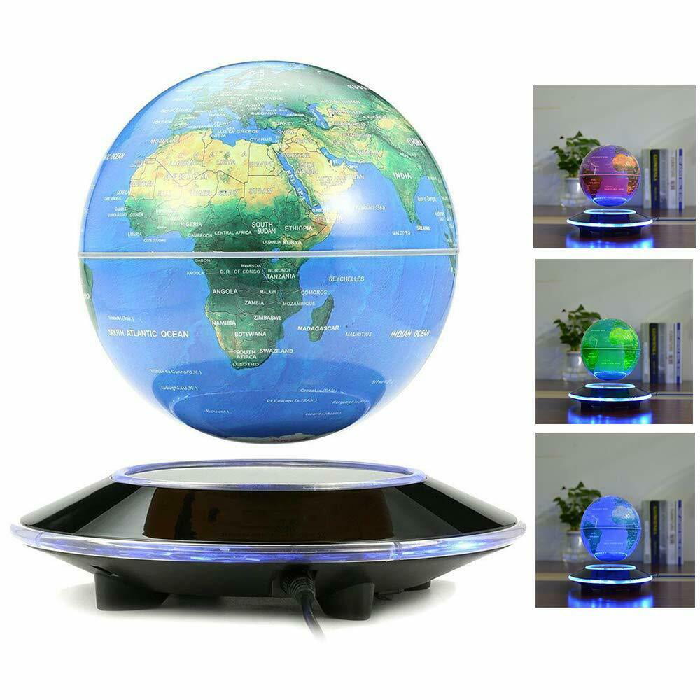 6" Floating Globe Magnetic Levitation World Map Levitating LED Light Acrylic usa 