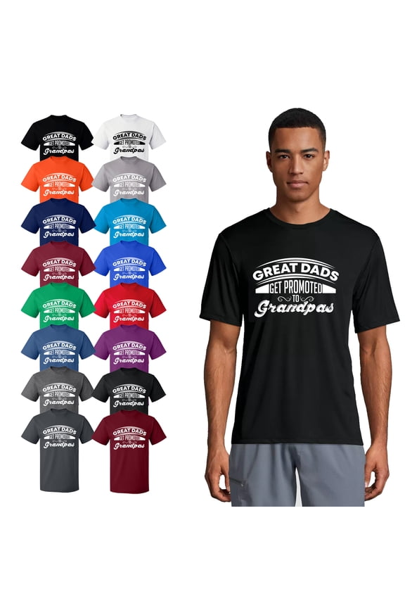 T-Shirt - Dads Get Promoted To Grandpas, Basic Casual T-Shirt for Men's and Women Fleece T-Shirt Short Sleeve - Red Medium
