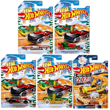 Hot Wheels 2024 Holiday Hot Rods Set of 5 Diecast Cars