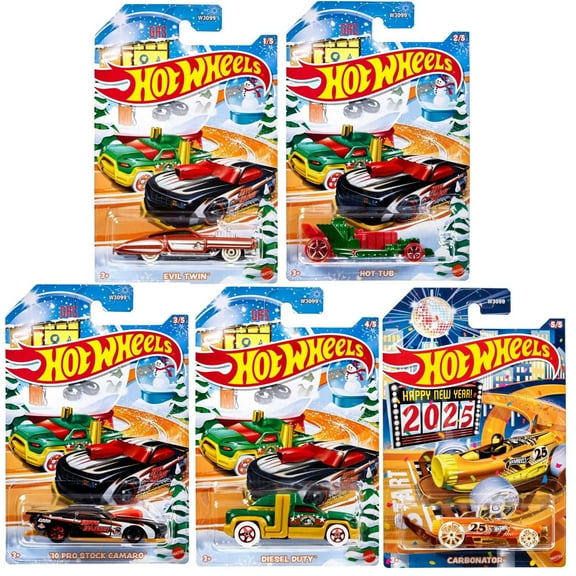 Hot Wheels 2024 Holiday Hot Rods Set of 5 Diecast Cars
