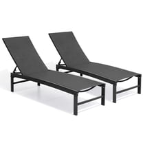 Crestlive Products Outdoor Aluminum Adjustable Chaise Lounge Chairs (2PCS Black)