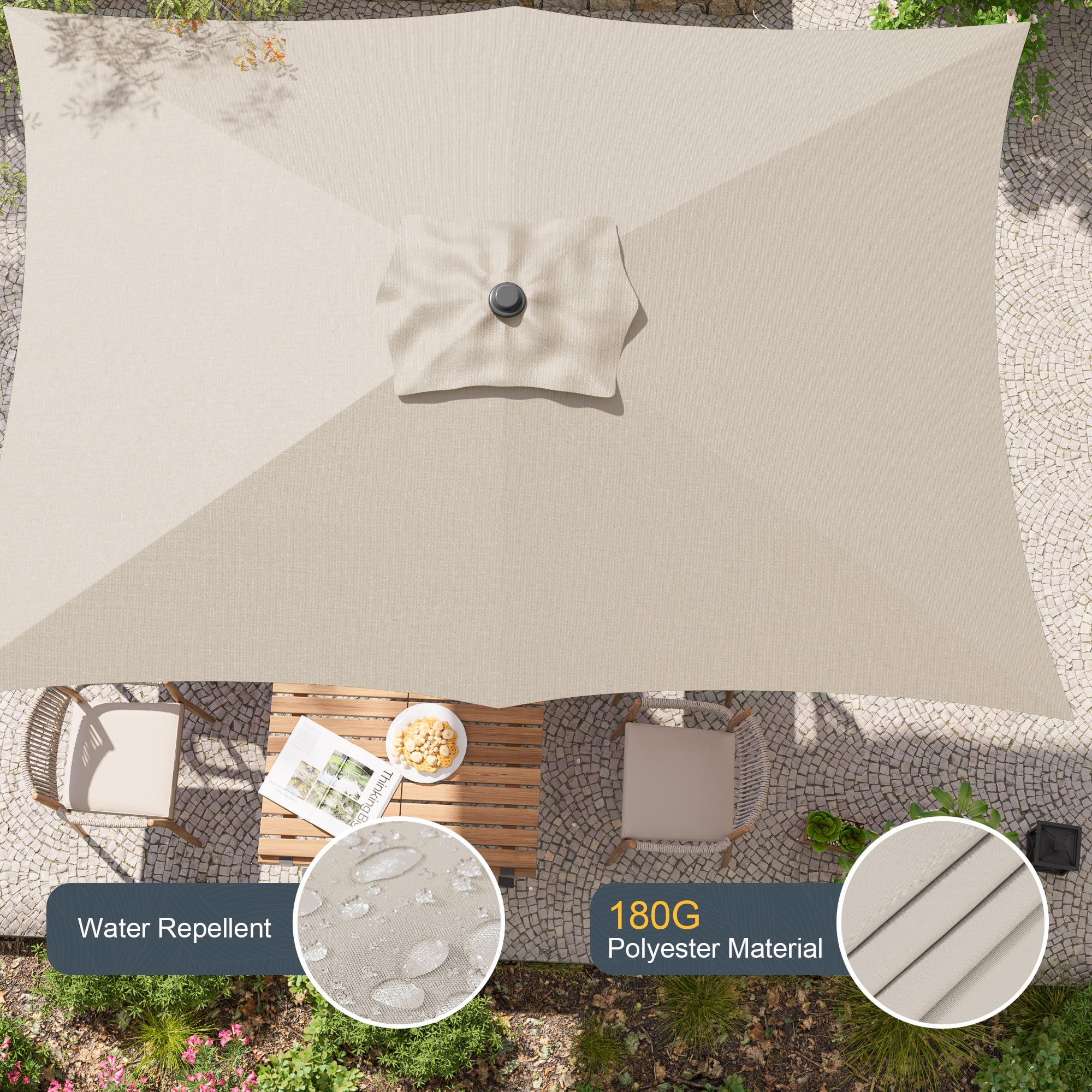 ACEGOSES 10 x 6.5ft Outdoor Patio Table Umbrella with Non-Fading canopy for Garden and Yard,Oyster white