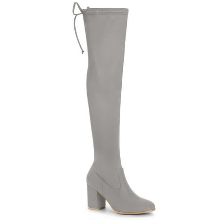 

Unique Bargains Women s Rounded Toe Chunky Heel Over The Knee High Boots