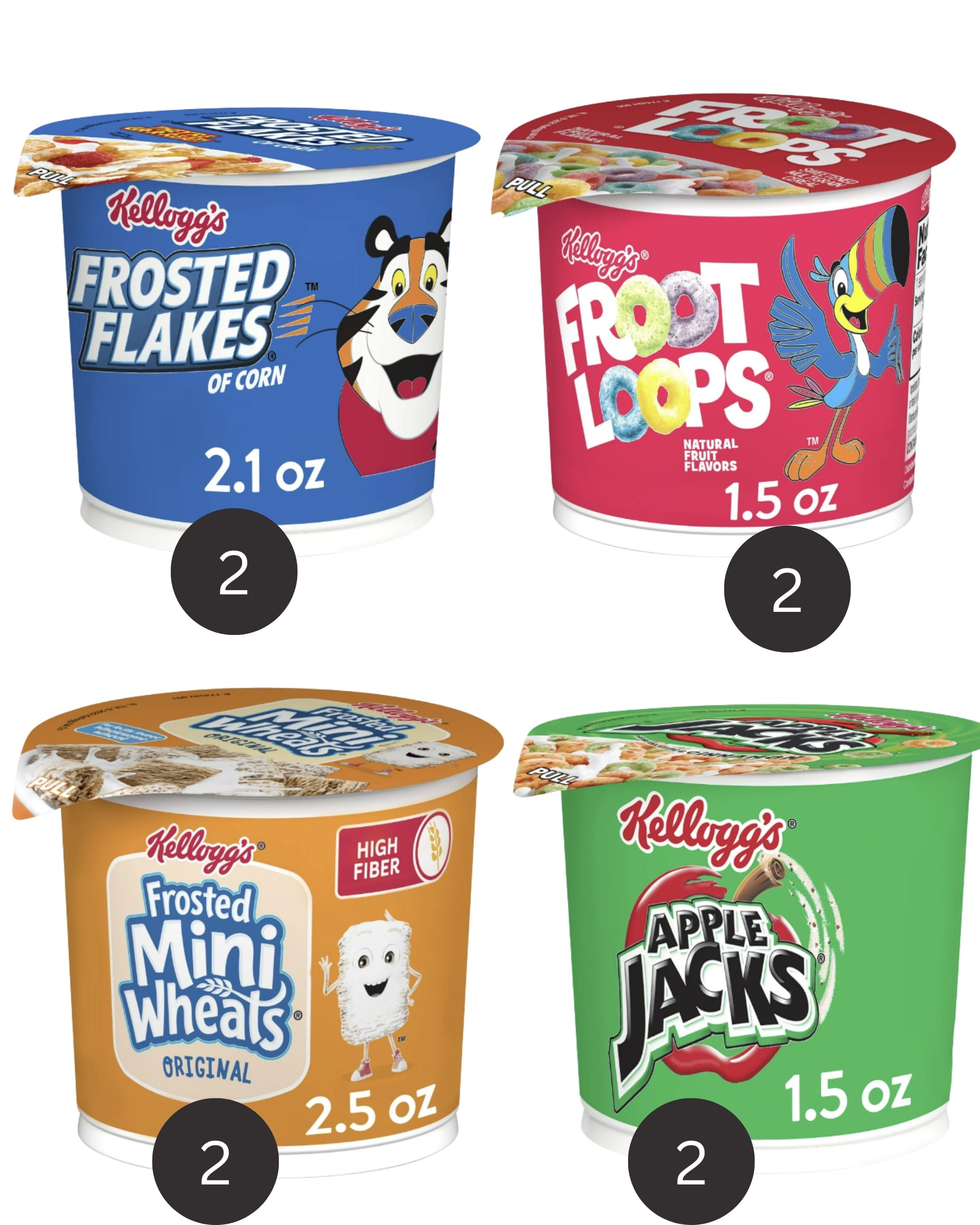 Kellogg's Breakfast Cereal Cups Variety Pack, 6 Count – Portable Single-Serve Cereal Cups for School Snacks, Quick Breakfast, Office & Travel