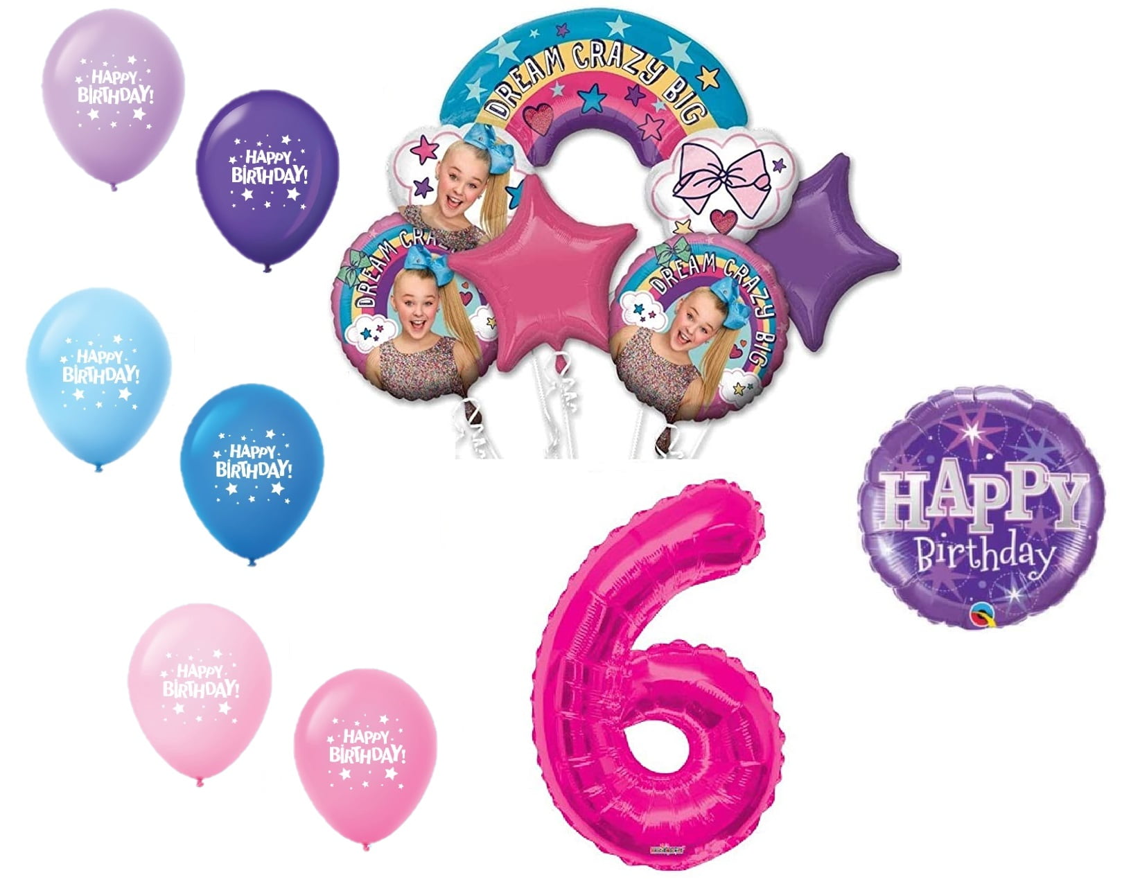 JoJo Siwa 6th Birthday Party Large Decoration Balloon Bundle, for 6