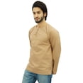 thumbnail image 4 of Atasi Men's Brown Short Kurta Round Keyhole Neck Cotton Tunic Shirt-Large, 4 of 6