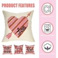thumbnail image 3 of Hello Valentines Day Decorative Throw Pillow Covers 16 x 16 Set of 4, Peach Pink Love Hearts Arrow Plaid Stripes Outdoor Pillowcase, Anniversary Wedding Sofa Couch Cushion Case Home Decor, 3 of 6