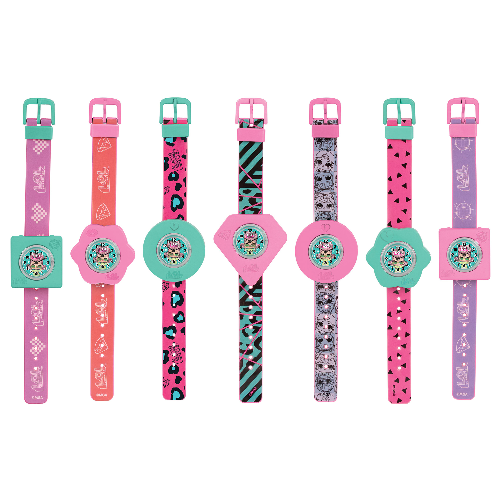 Lol Surprise: 7 Day Fashion Watches - Mix & Match Styles, Digital, New Look Every Day, DIY Jewelry Craft Kit, Green-Pink-Purple-Patterns, Kids Ages 3+