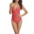 thumbnail image 5 of Csndyce Womens One Piece Swimsuits Retro V Neck Cross-Back Ruched Tummy Control Bathing Suits Female, 5 of 7